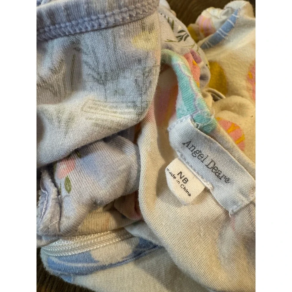 Angel Dear Newborn Baby Girl Bamboo Sleepers Ruffle Bottom Swan Donuts Bundle